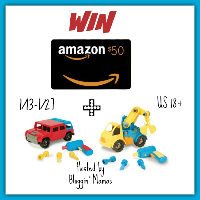 Win $50 Amazon Giftcard and pair of toy trucks!