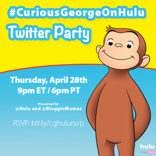 Curious George on Hulu Twitter Party 4-28-16 at 9p ET bit.ly/cgonhulursvp