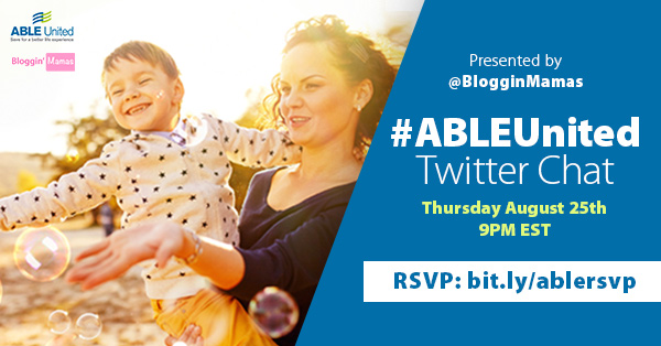ABLE United Twitter Chat 8-25-16 at 9p ET. RSVP bit.ly/ablersvp