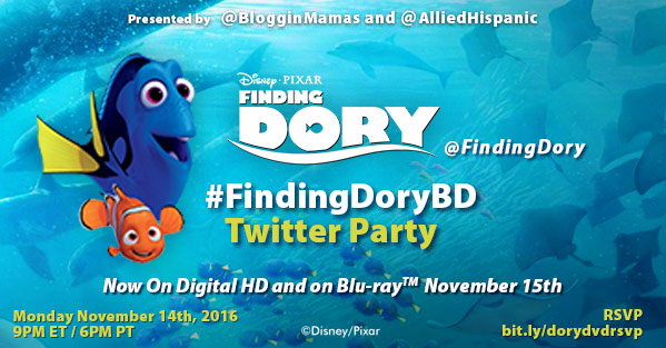 Finding Dory DVD & Blu-ray twitter party 11-14-16 at 9p ET.